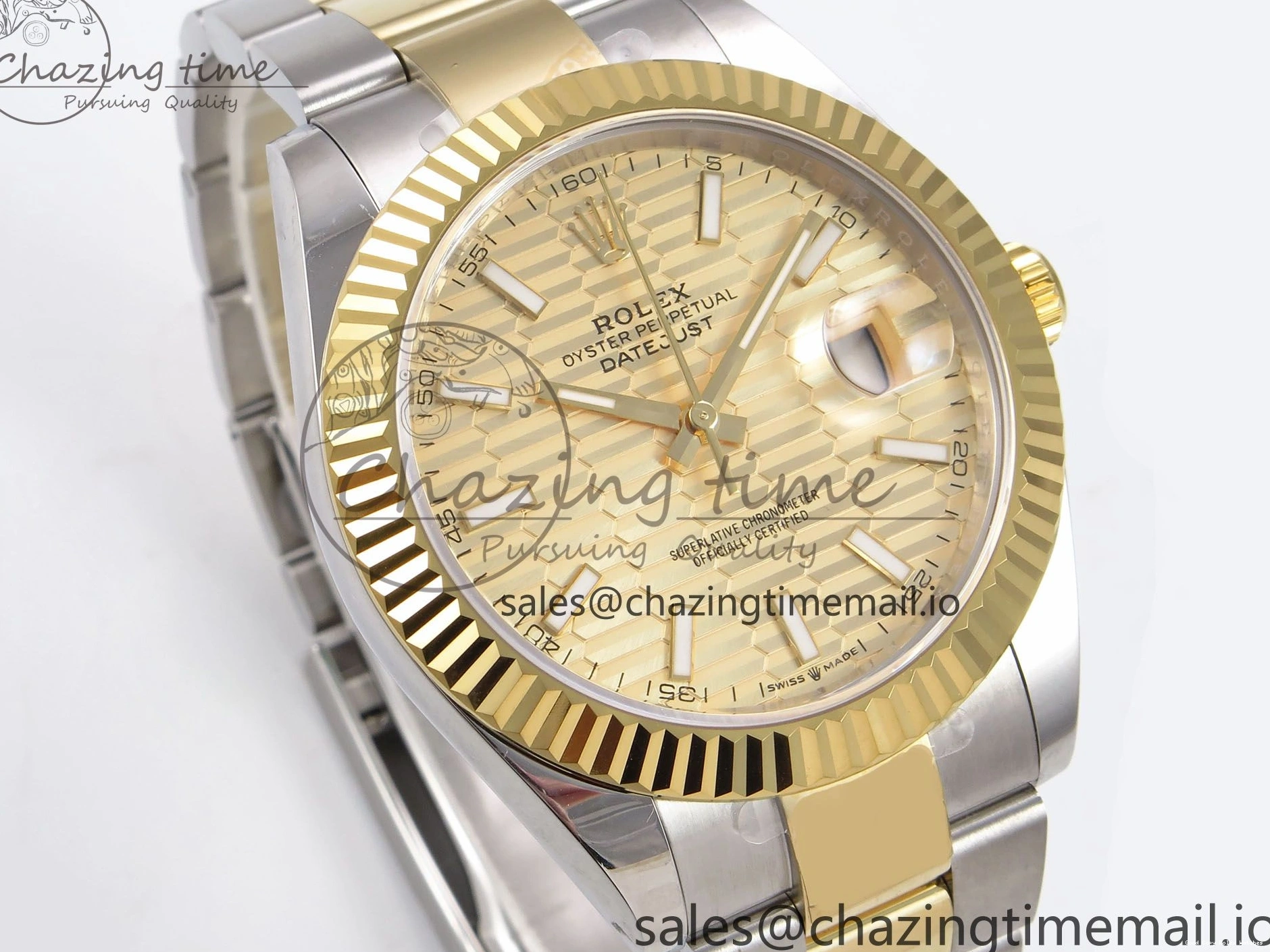 AAA Replica Watches Bracelet Thermal YG Best Edition Dial DateJust 41 Oyster 126333 EWEF SS on 976 YG Textured A 0104